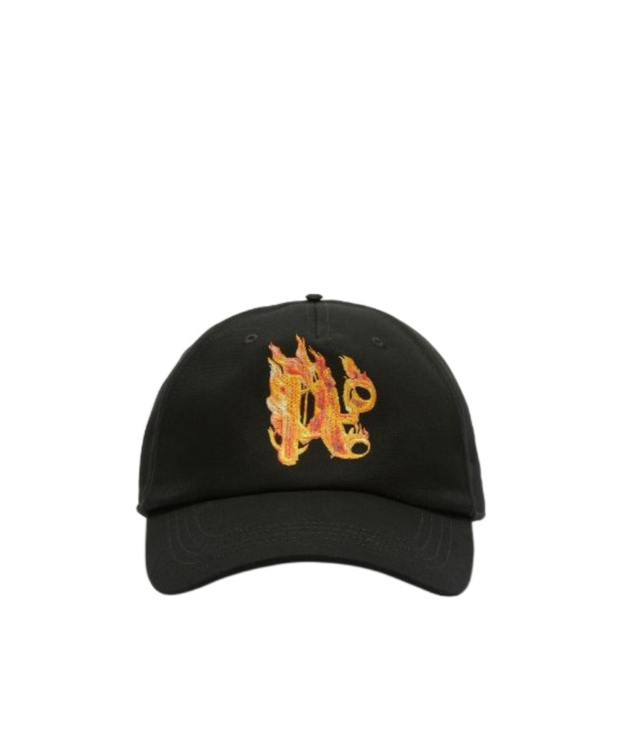 Shop Palm Angels Burning Monogram Baseball Cap In Black