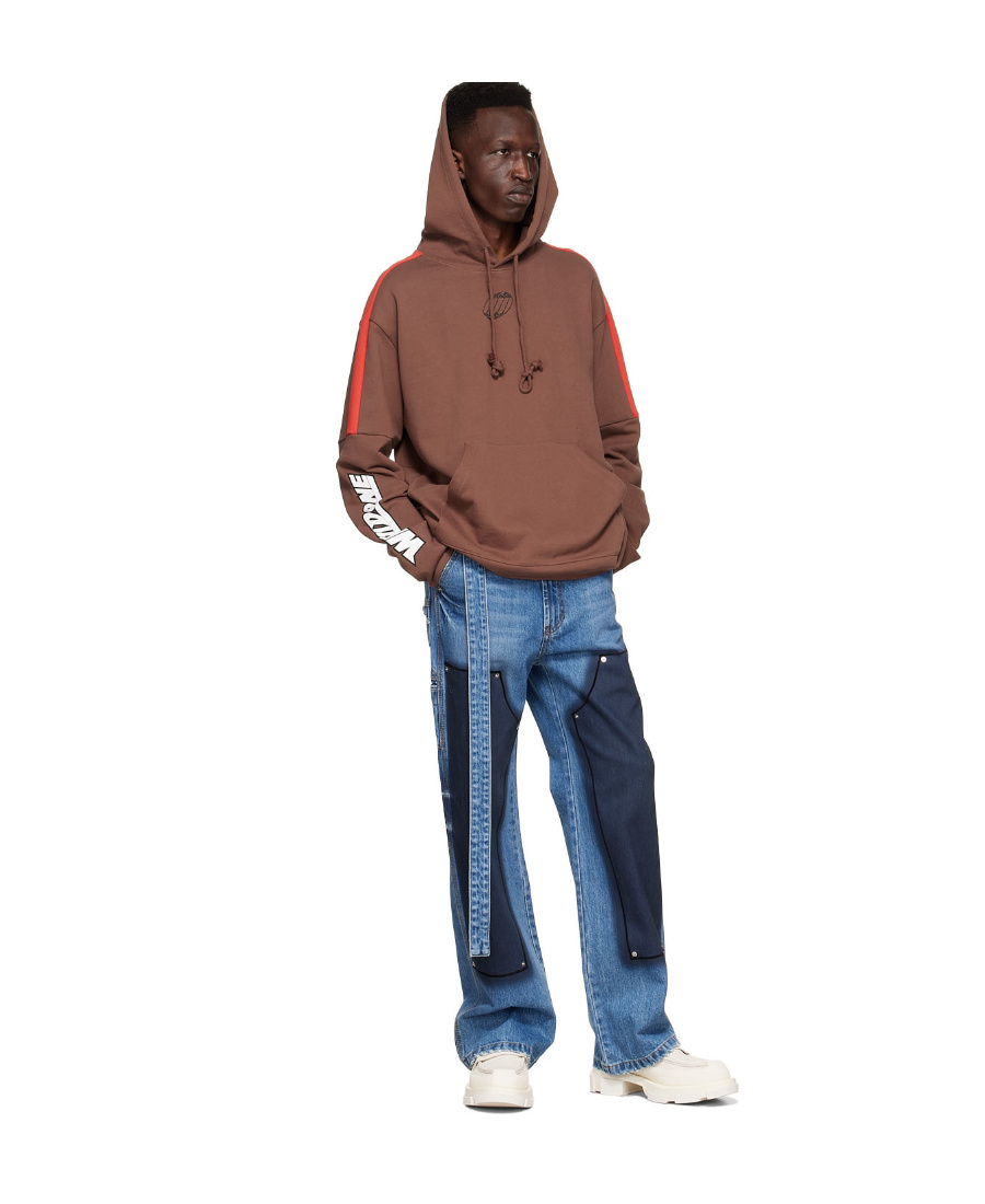 We11 Done Brown Hooded Hoodie In Brown