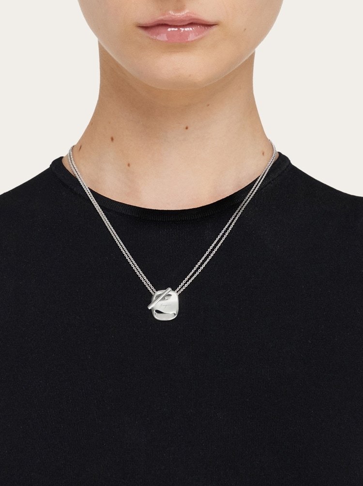 Ferragamo Small Vara Necklace In Gray