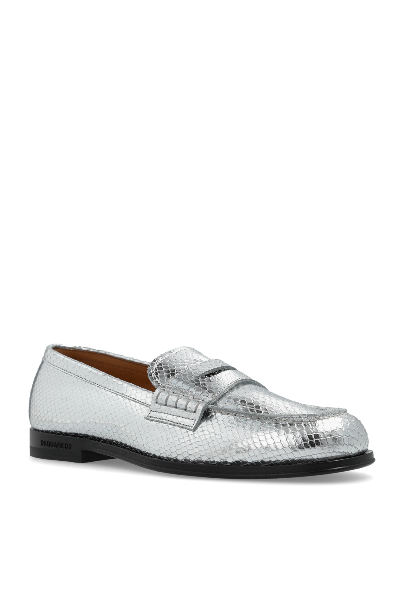Dsquared2 Metallic Neoclassic Loafers With Textured Surface In Metallic