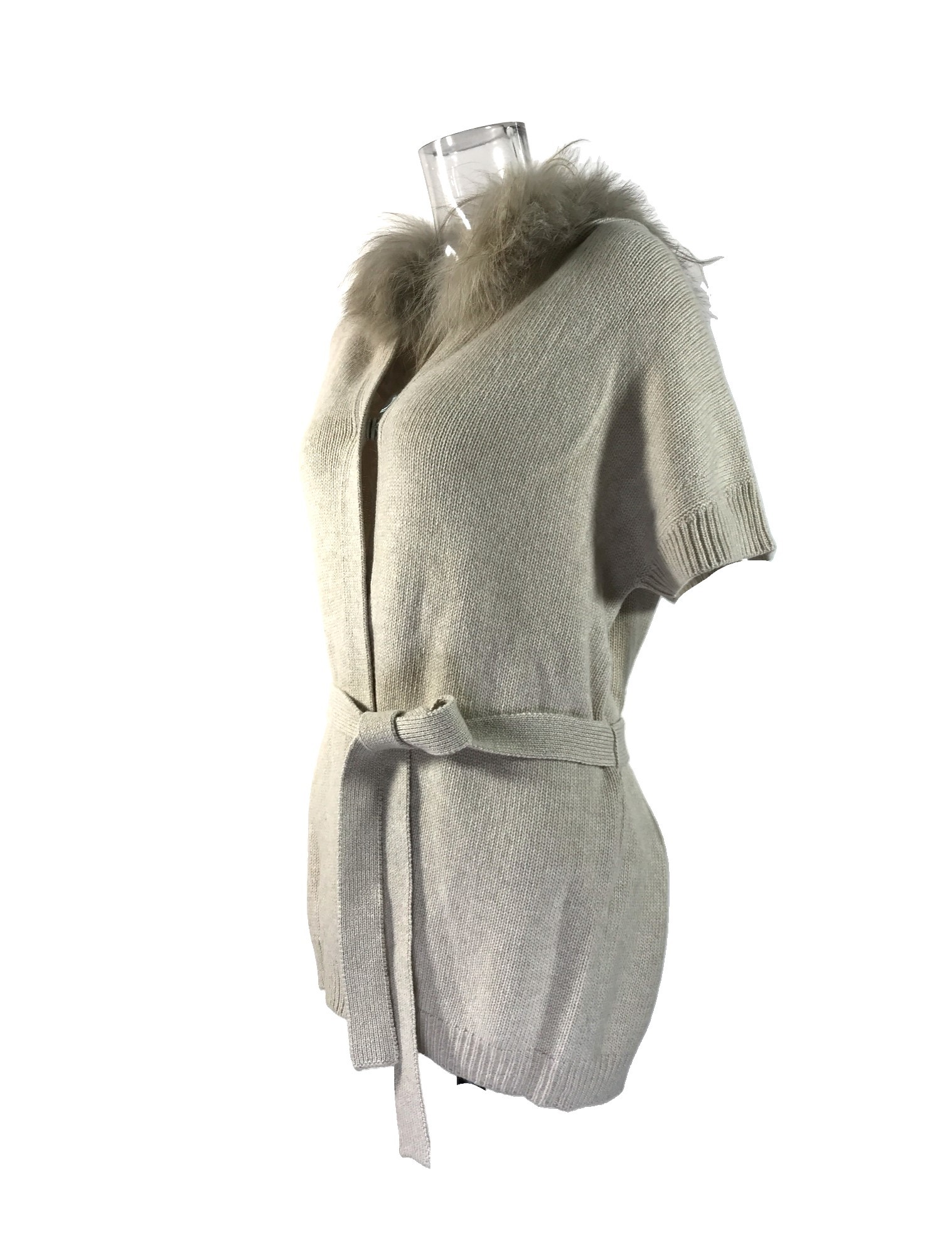 Shop Max Mara Short-sleeved Knitted Cardigan In Nude