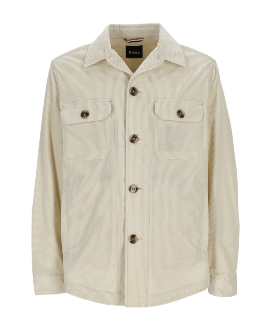 Hugo Boss Cotton Shirt Jacket In Nude