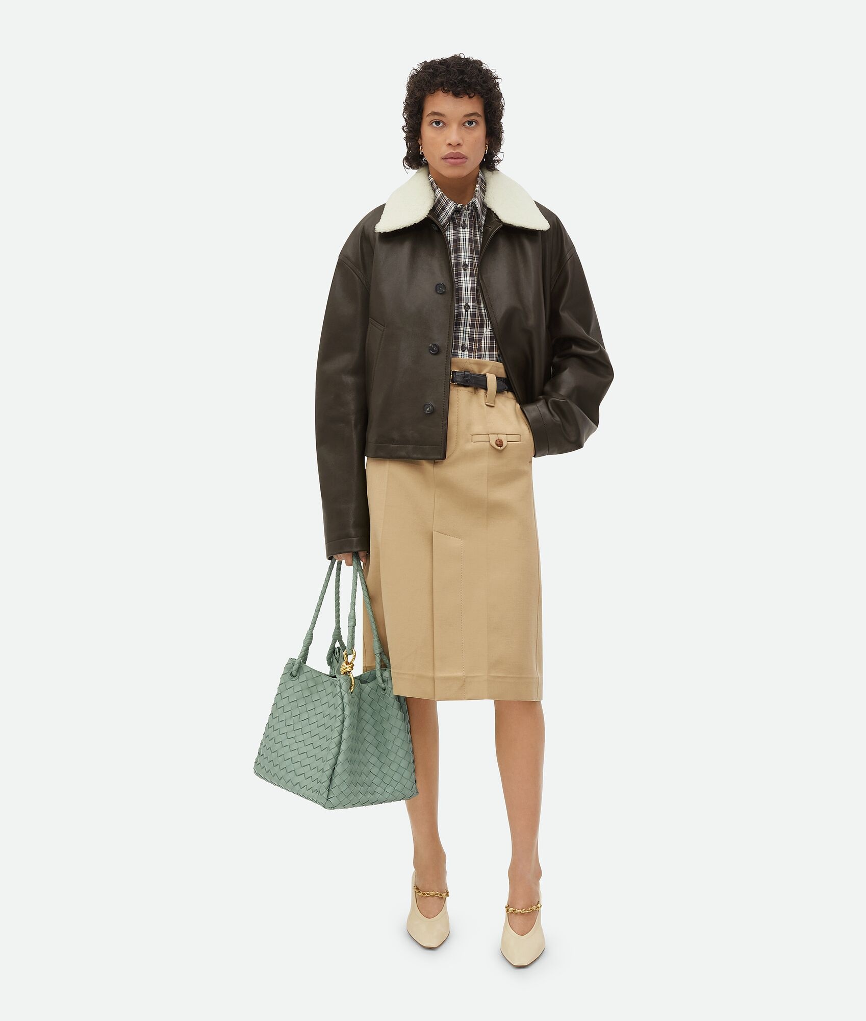 Bottega Veneta Belt Loop Mid-length Skirt In Brown