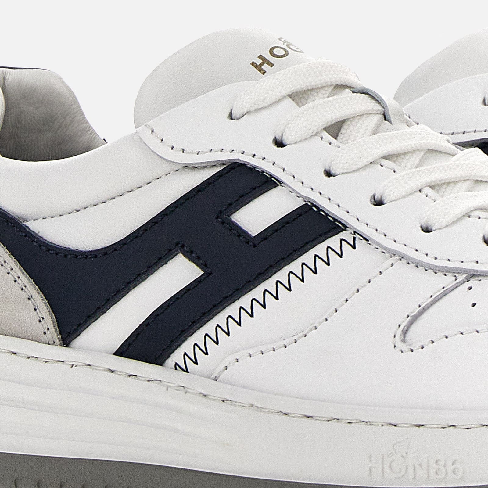 Hogan H630 Leather Sneakers With Contrasting Monogram In White
