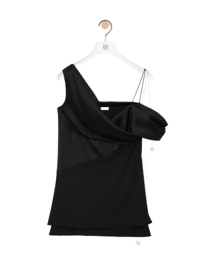 LOEWE DRAPED TOP IN SATIN AND CREPE JERSEY