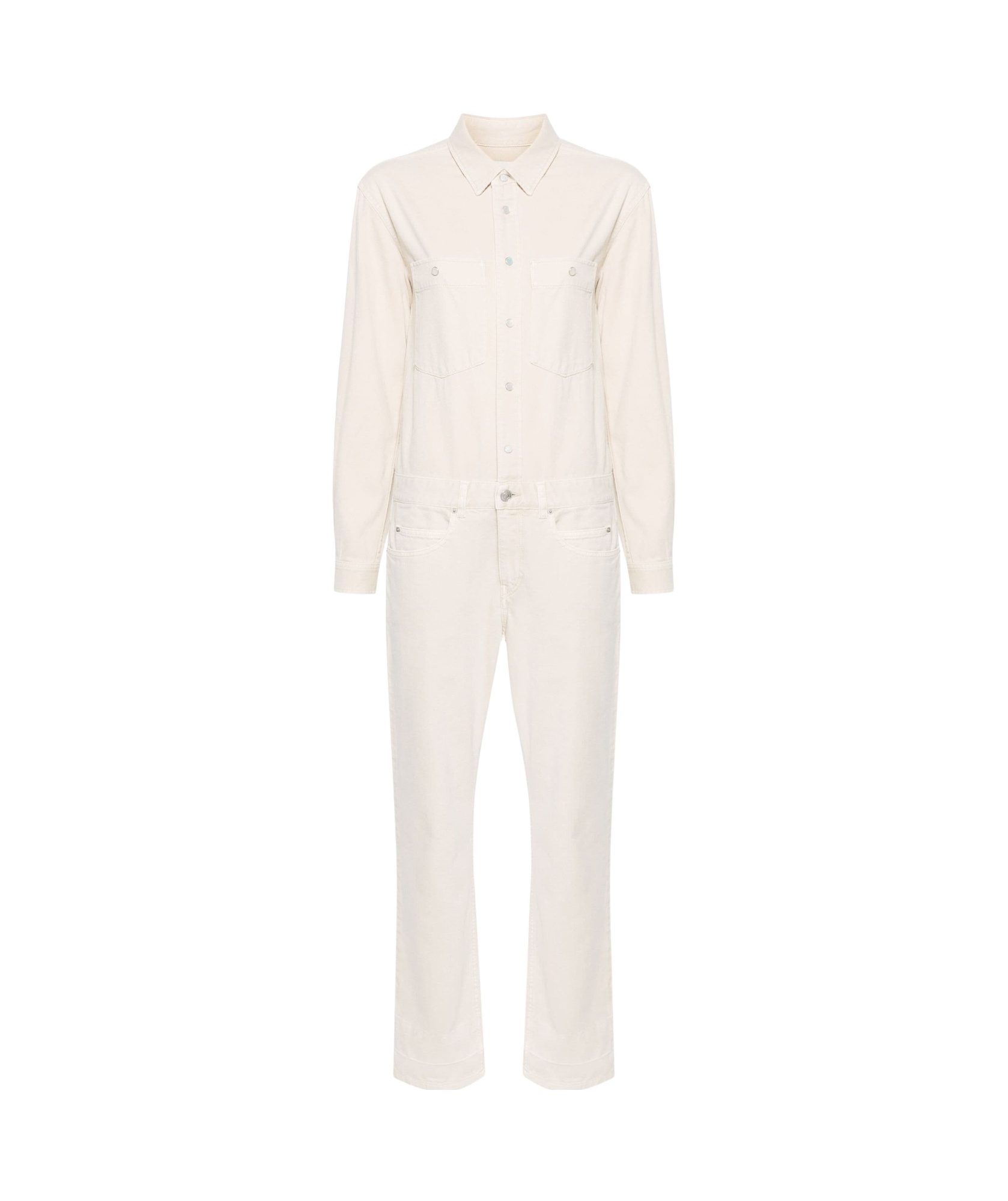 Shop Isabel Marant Long Sleeved Jeans Jumpsuit In White