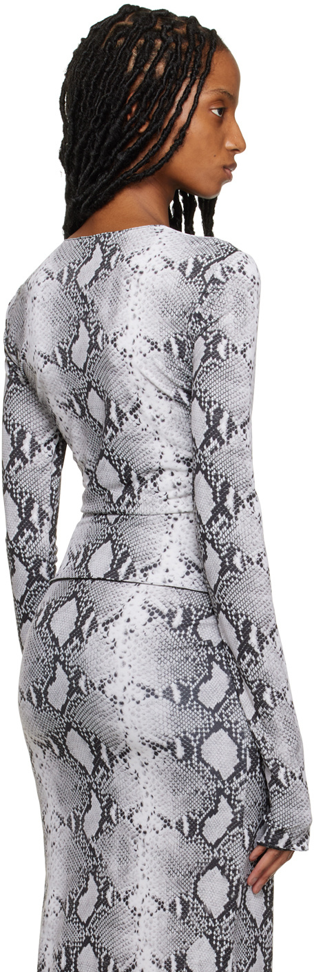 16arlington Pattern Long-sleeved Blouse In Gray
