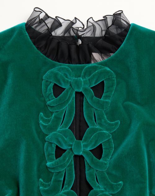 Shop Valentino Short Embroidered Organza Dress In Green/black