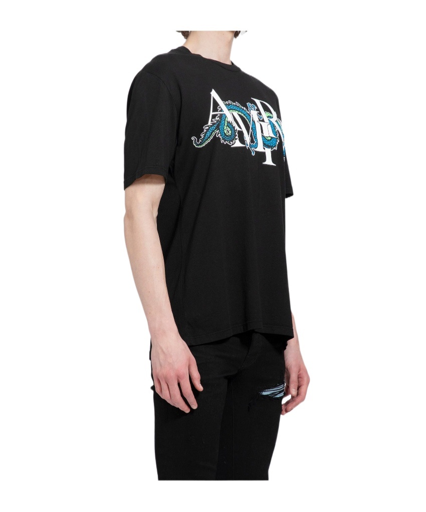 Amiri Mens Black Dragon Branded-print Cotton-jersey T-shirt