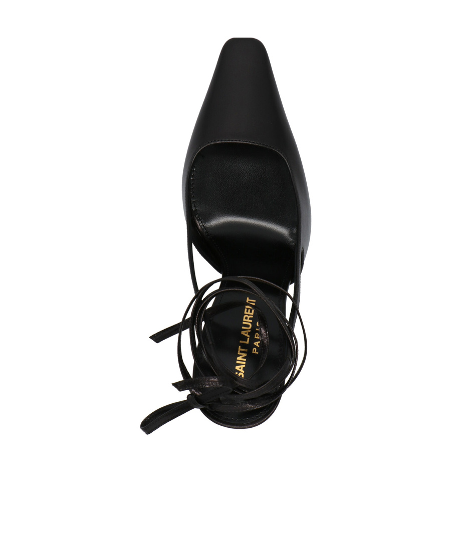 Saint Laurent Blade 105 Leather Slingback Pump In Black