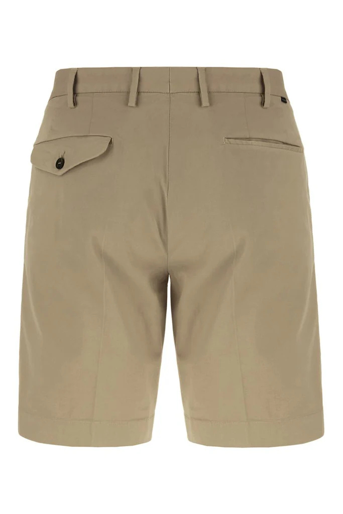 Incotex Khaki Green Stretch Cotton Bermuda Shorts In Brown