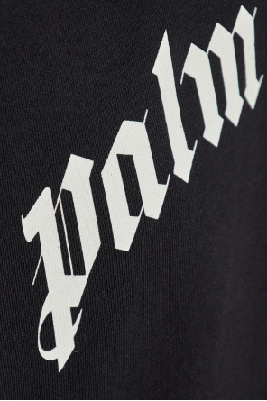 Palm Angels Stripe-detail Logo-print Hoodie In Black
