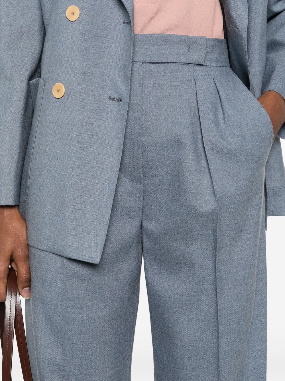 Max Mara Perfect High Waist Wide Leg Trousers In Blue