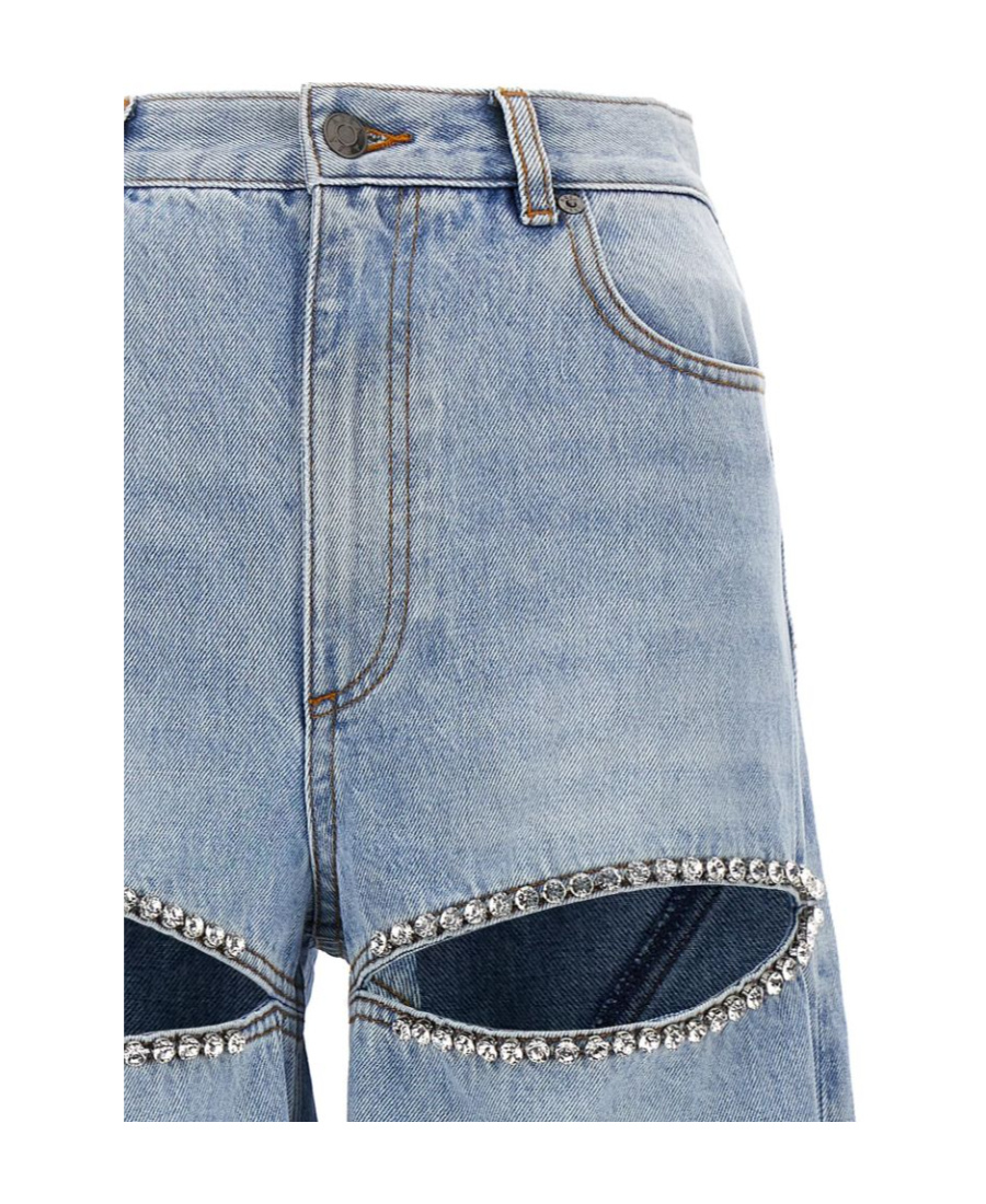 Shop Area Cut-out Wide-leg Jeans In Blue