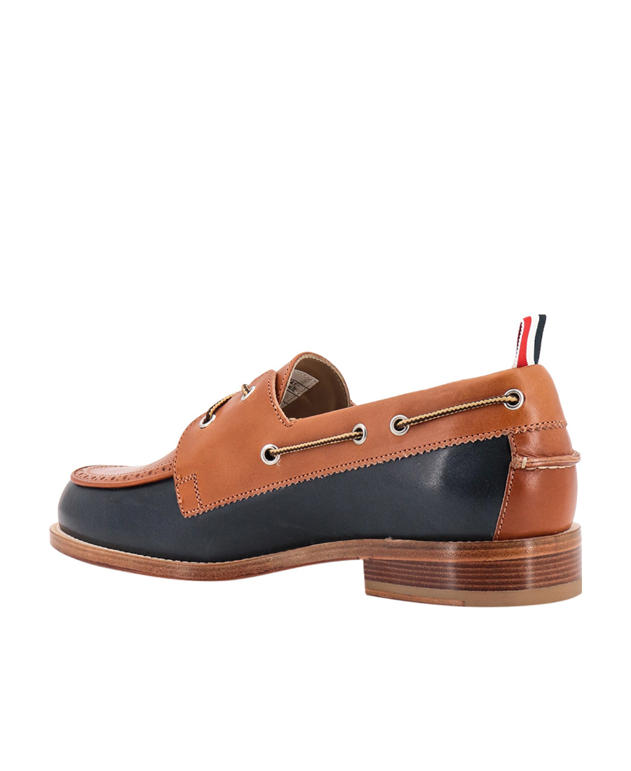 Thom Browne Two-tone Leather Boat Shoes In Multicolor