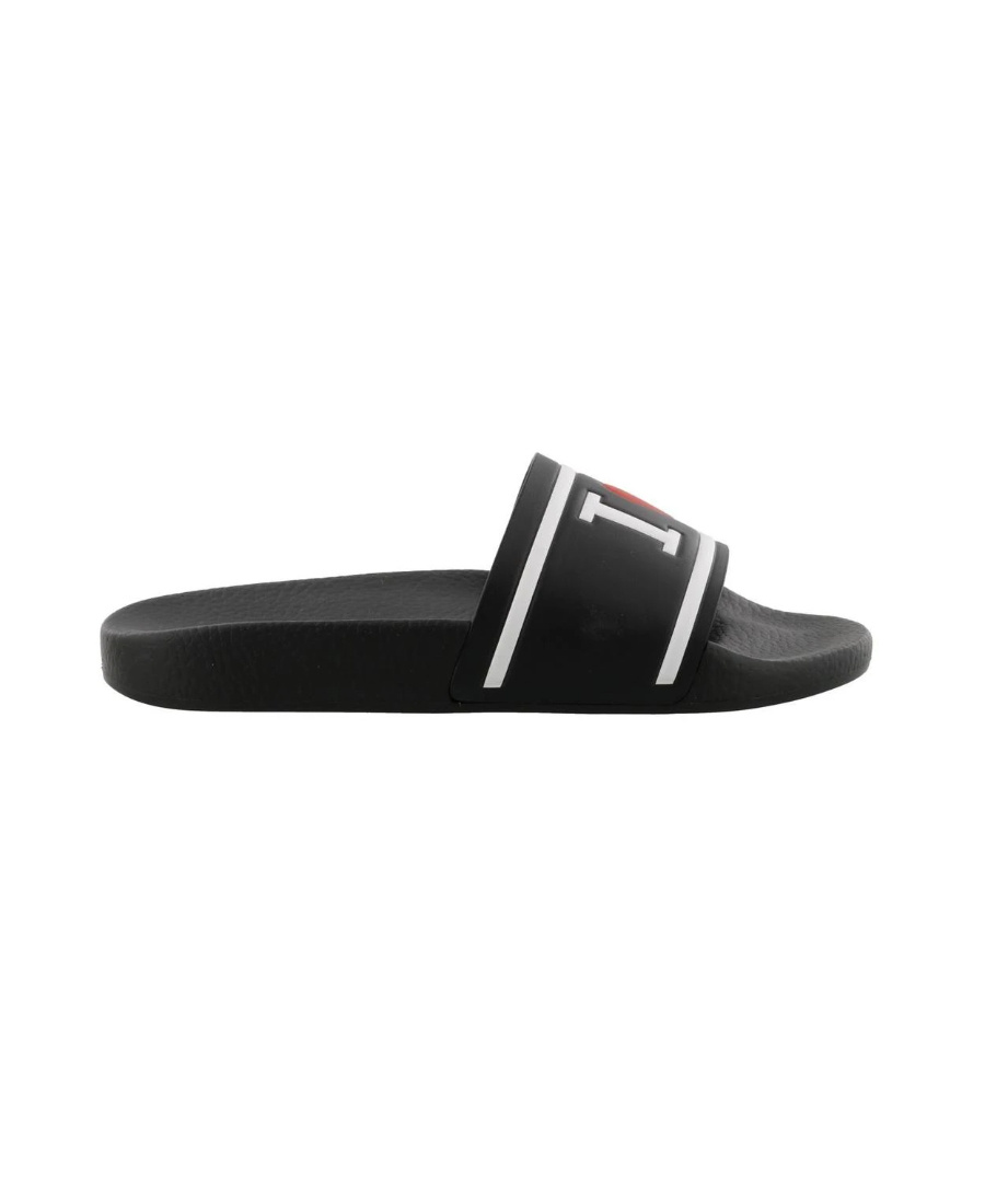 Dolce & Gabbana Elegant Black Leather Slide Sandals For Her In Black