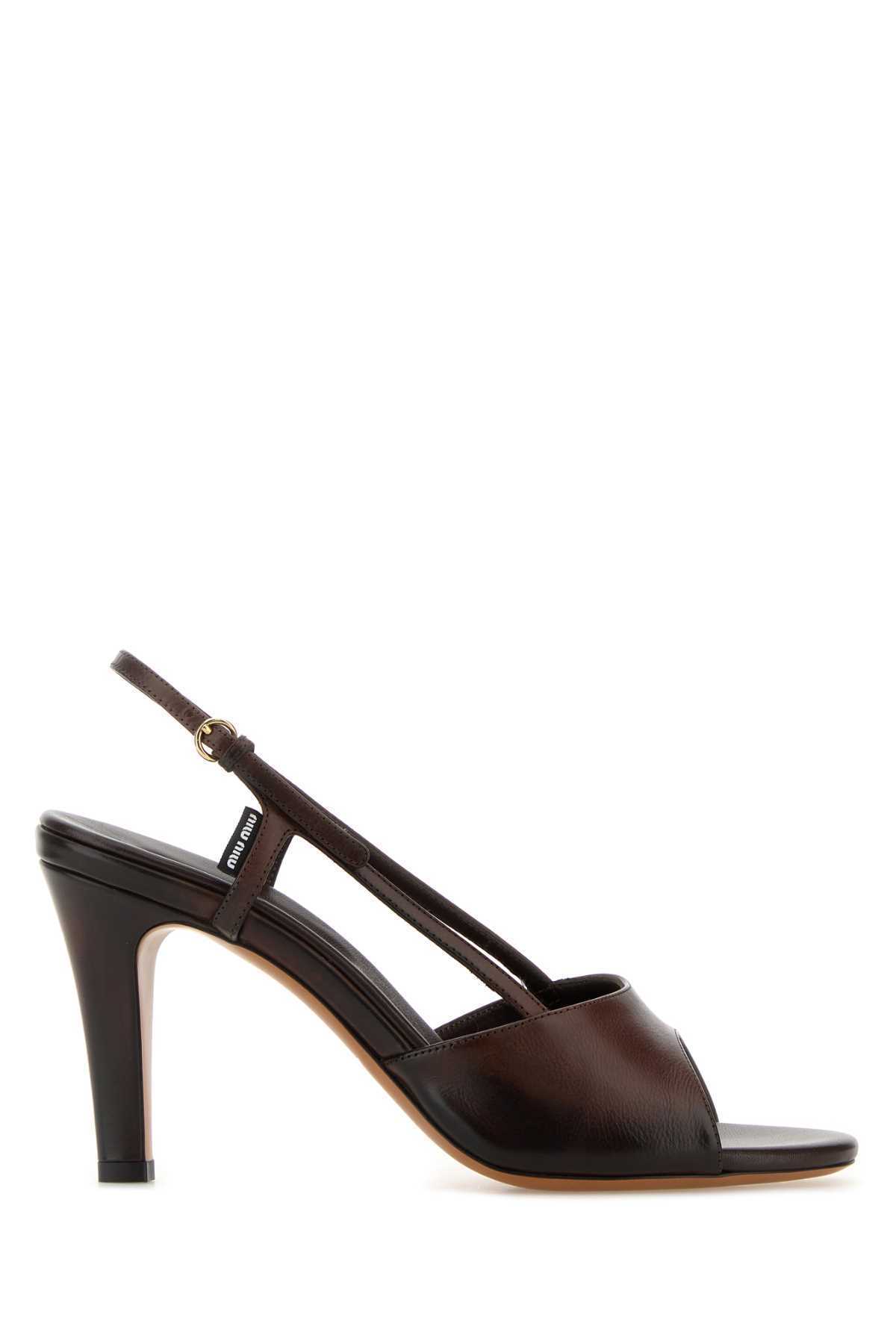 Miu Miu High-heeled Slingback Sandals In Brown