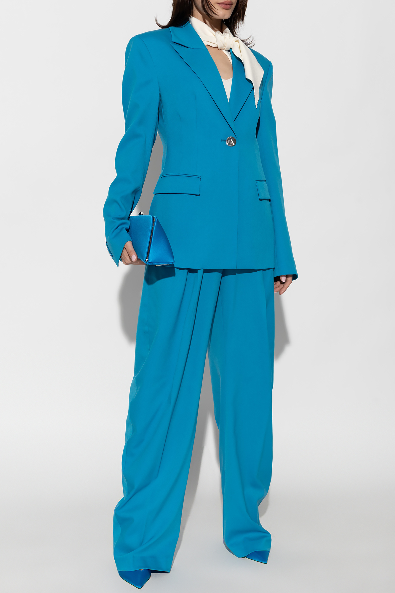 Attico Single-breasted Wool Blazer In Blue