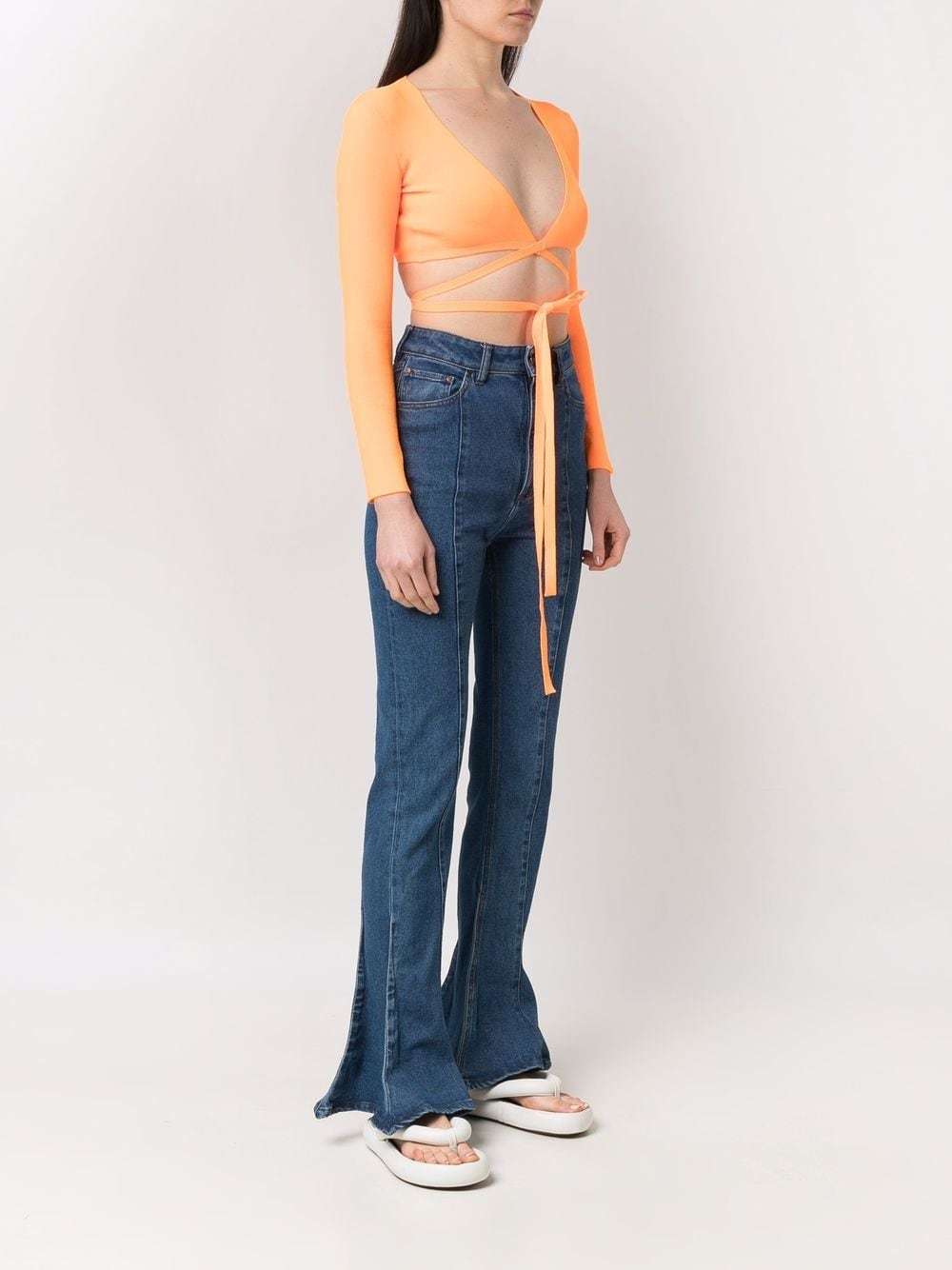 Msgm Wrap Knitted Crop Top In Orange