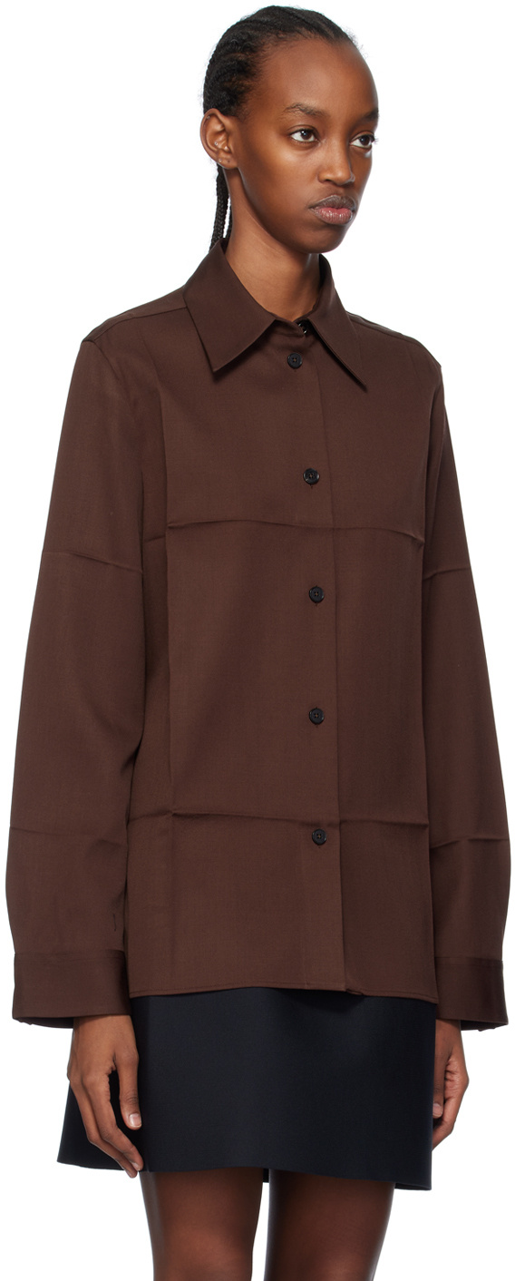 Shop Jil Sander Pointed-collar Virgin Wool Shirt In Red
