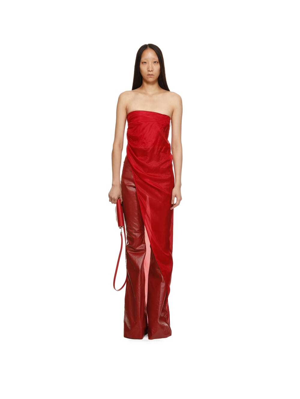 Rick Owens Strapless Long Top In Red