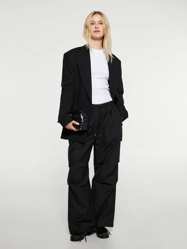 Acne Studios Embroidered-logo Wide-leg Trousers In Black