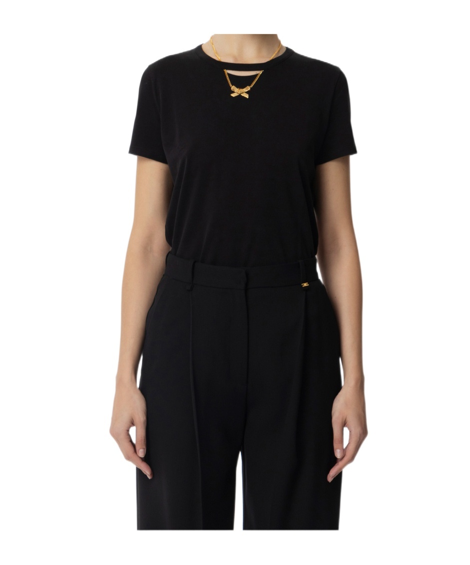 Elisabetta Franchi Short Sleeve T-shirt In Black