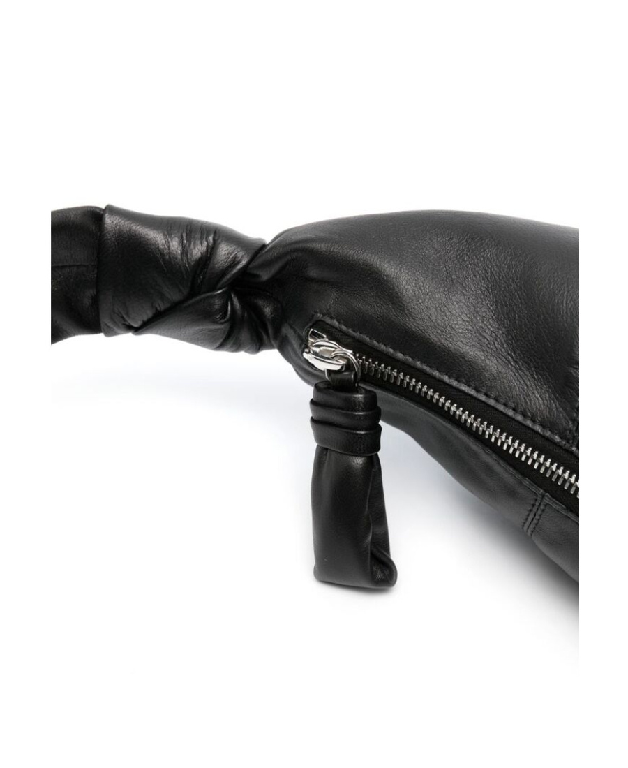Lemaire Brown Small Croissant Leather Messenger Bag In Black