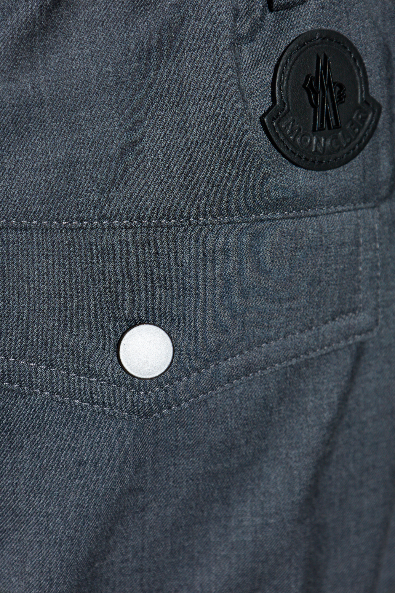 Moncler Logo-patch Trousers In Gray