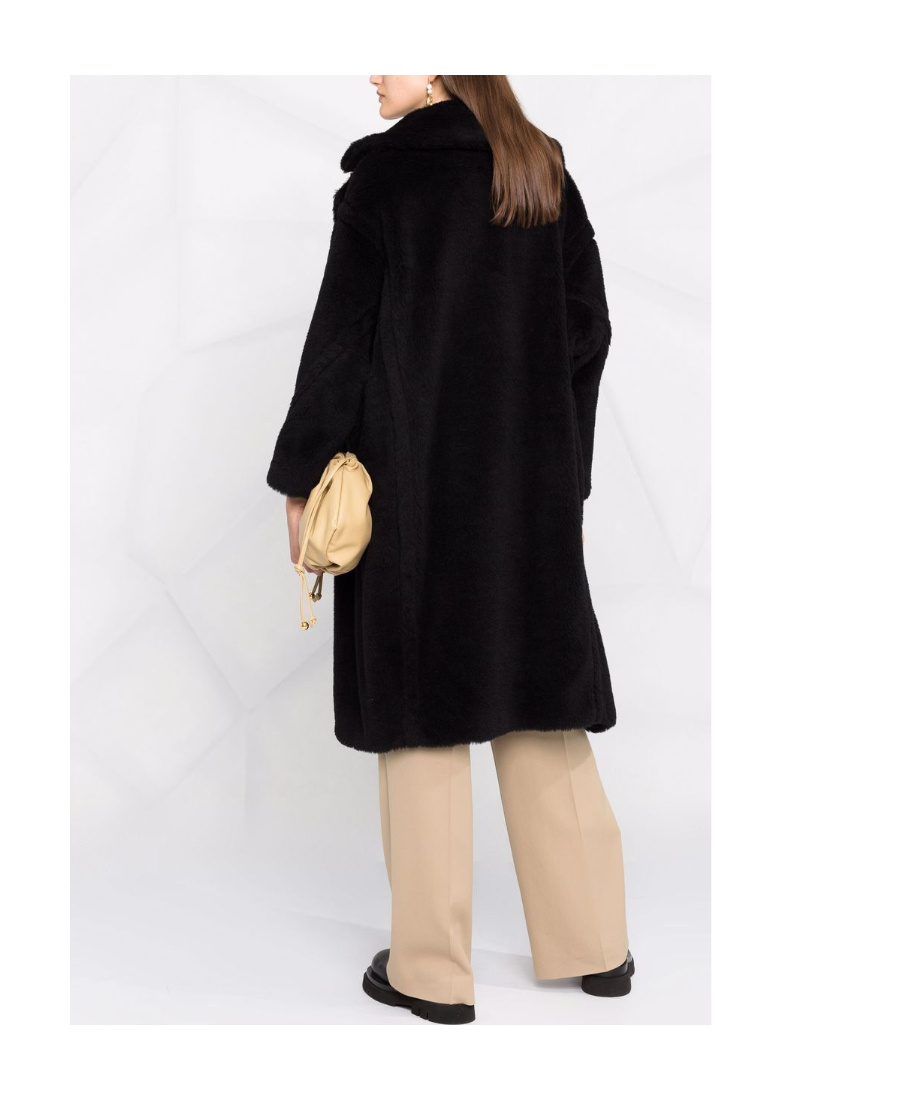 Max Mara Hooded Coat With Belt In Black Wool In Black