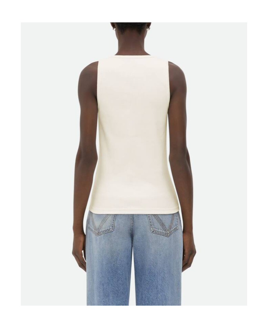 Bottega Veneta Ribbed Cotton Tank Top With Beaded Embroidery In White