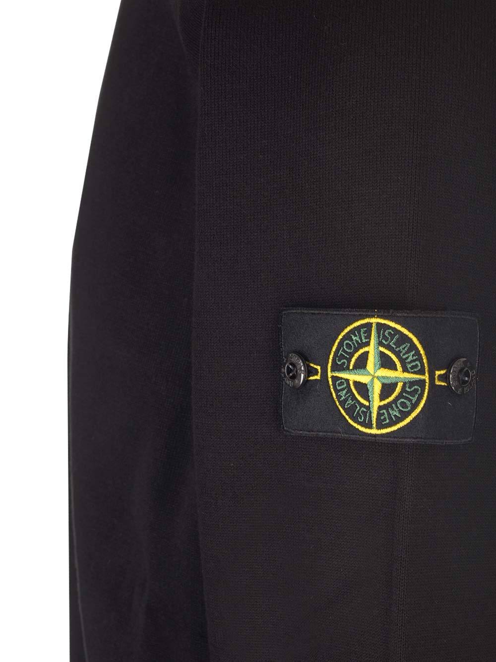 Shop Stone Island Compass-motif Cotton-blend Sweatshirt In Black