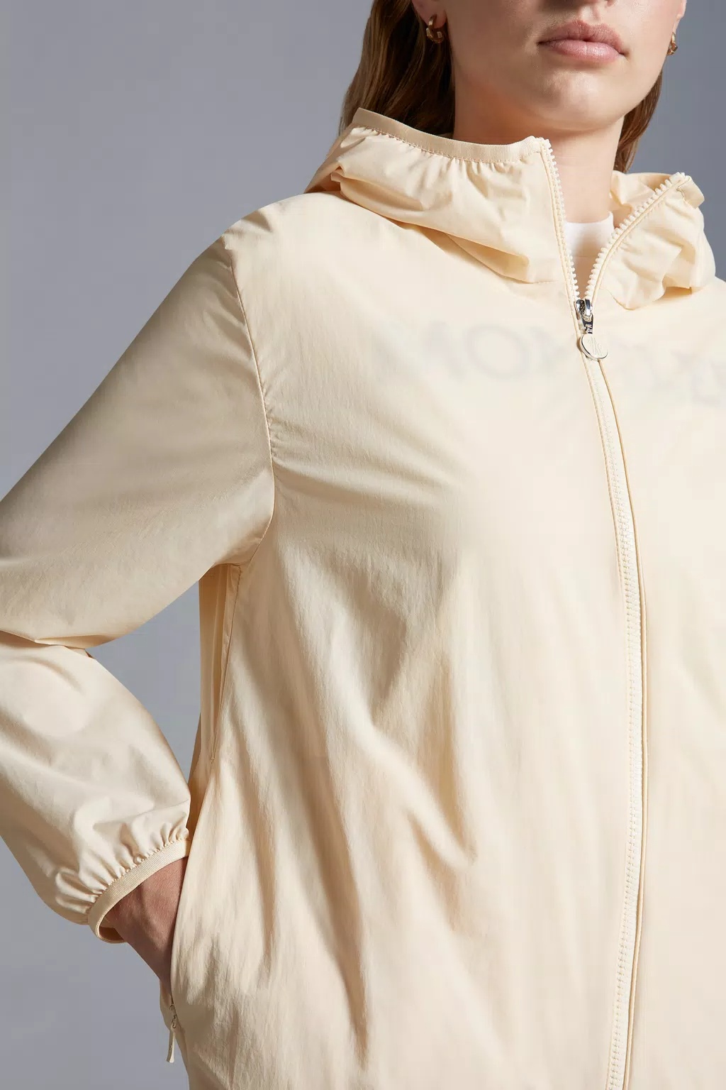 Moncler Fegeo Hooded Jacket White In Nude