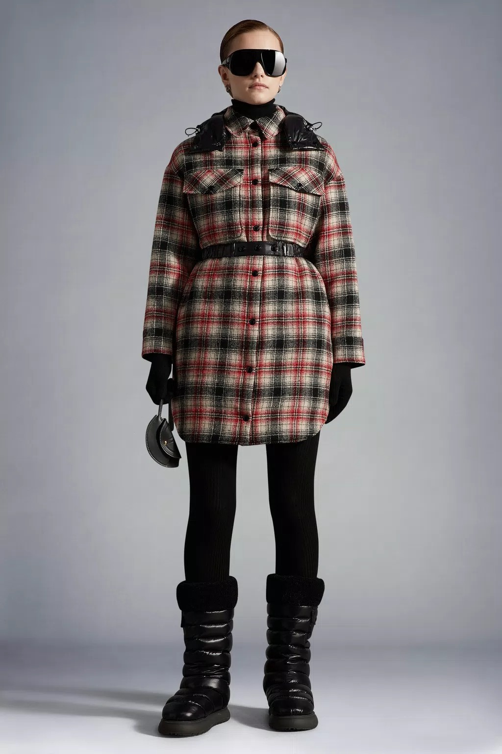 Moncler Robe Chemisier Réversible In Black