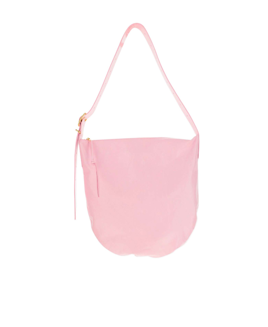 Jil Sander Medium Crinkled Leather Shoulder Bag In Pink