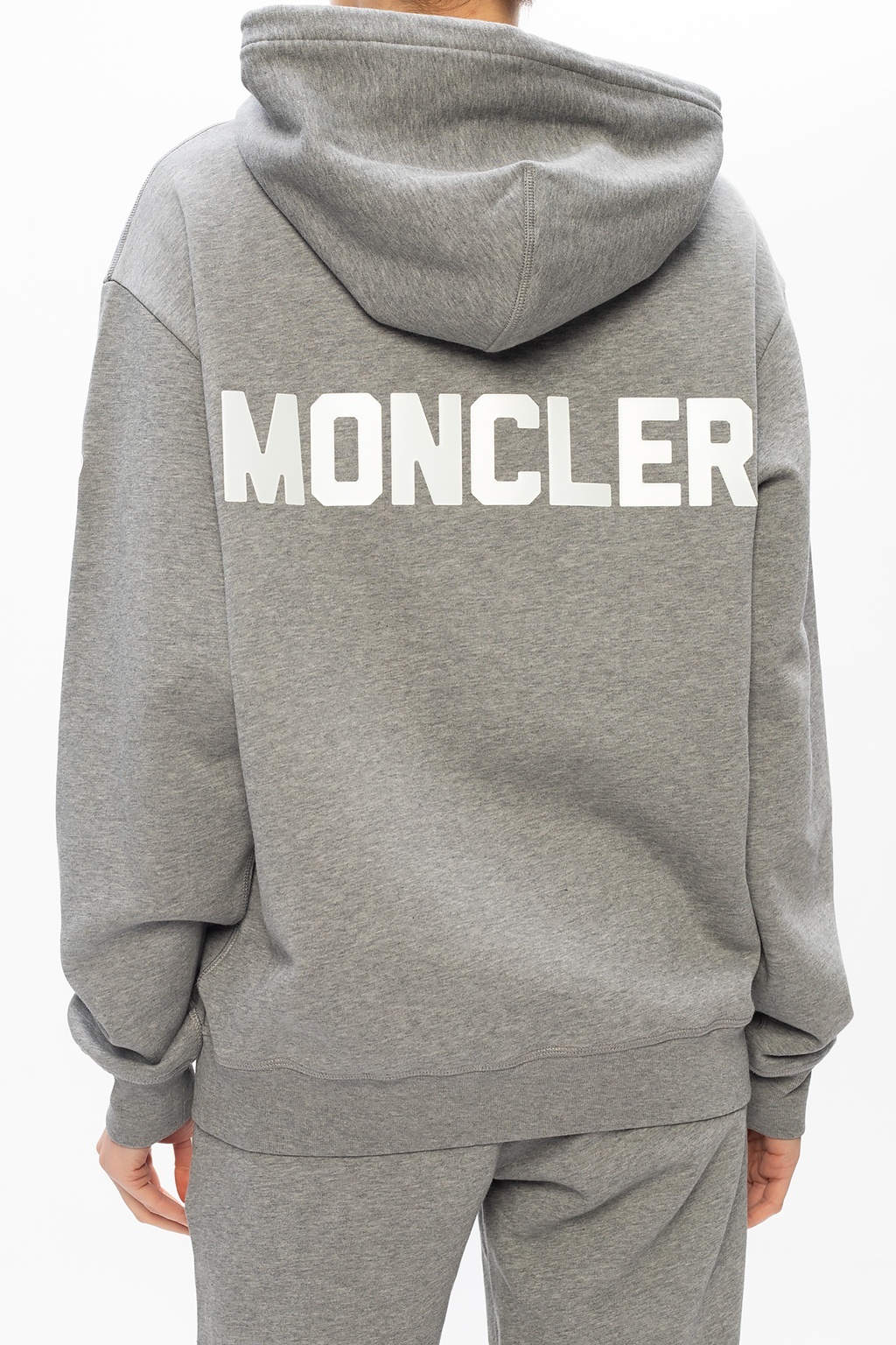 Moncler Logo-print Cotton Hoddie In Gray