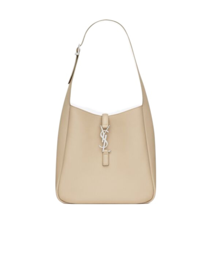 Saint Laurent Le 5 A 7 Small Ysl Hobo Bag In Smooth Supple Leather In Nude