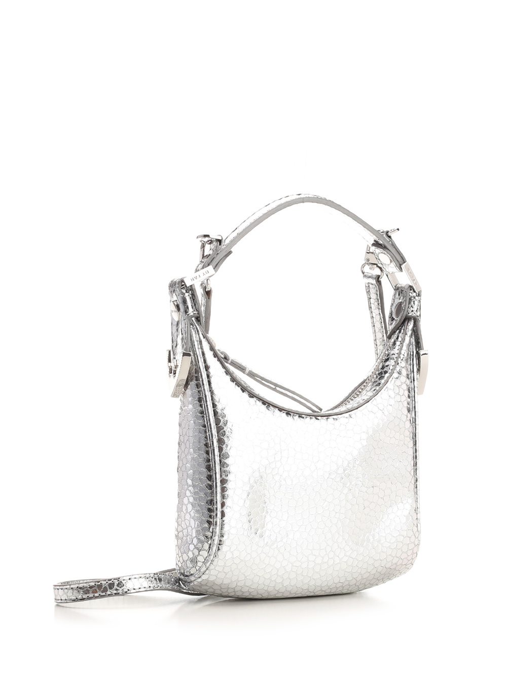 By Far Cosmo Metallic Leather Handbag In Gray