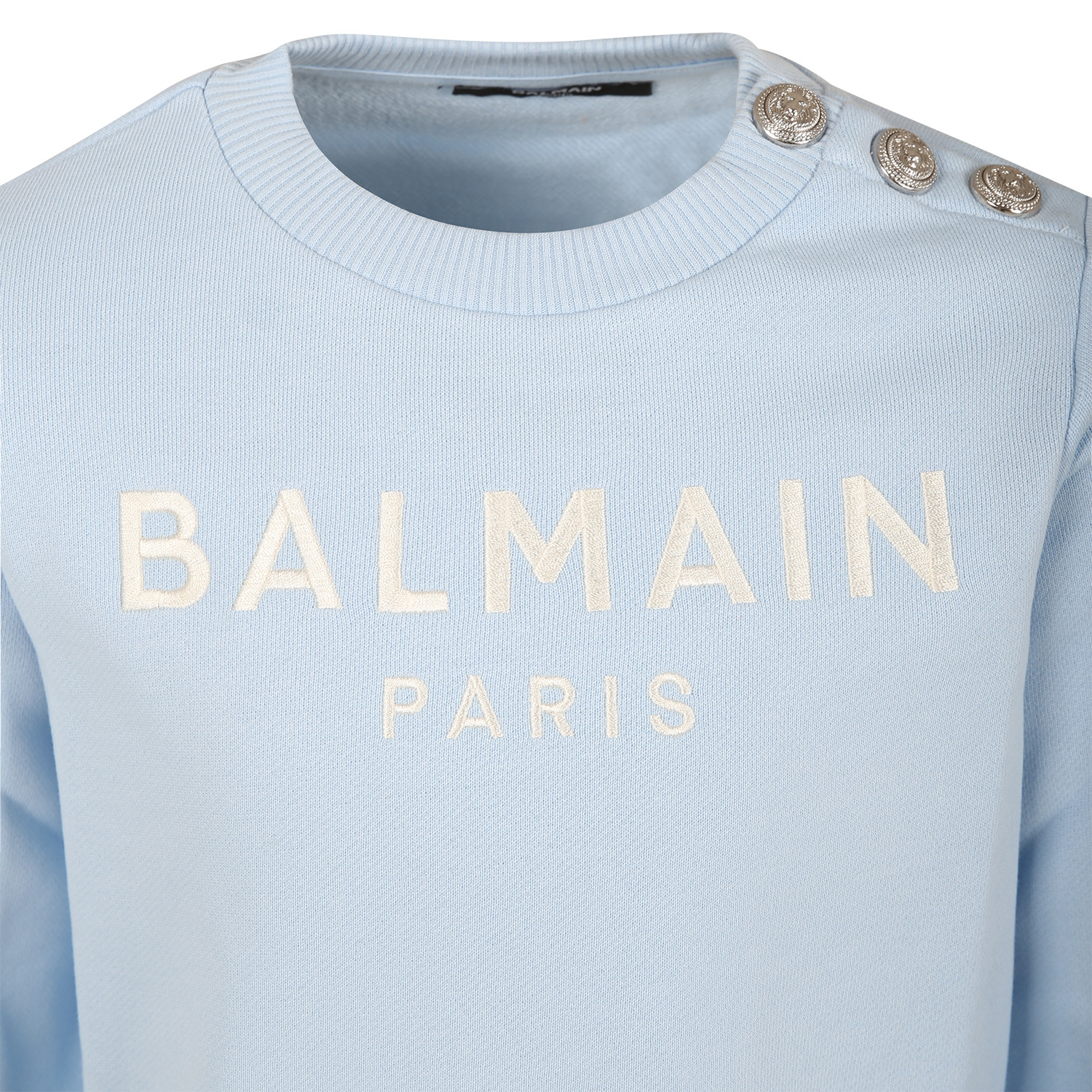 Balmain Logo-embroidered Cotton Sweatshirt In Blue