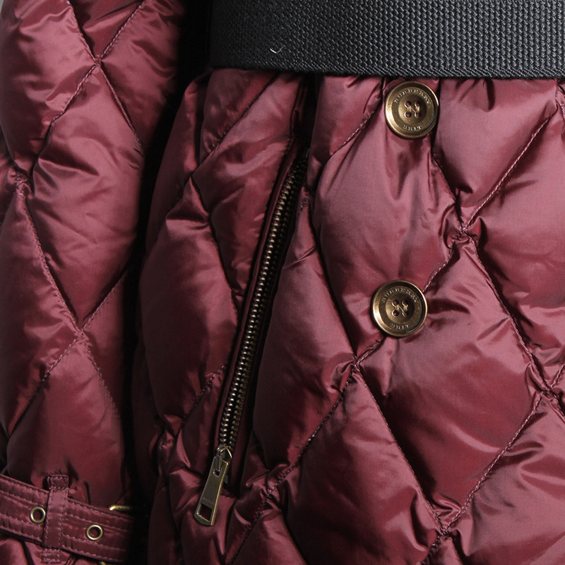 Burberry Double-breasted Slimming Hooded Down Jacket In Red