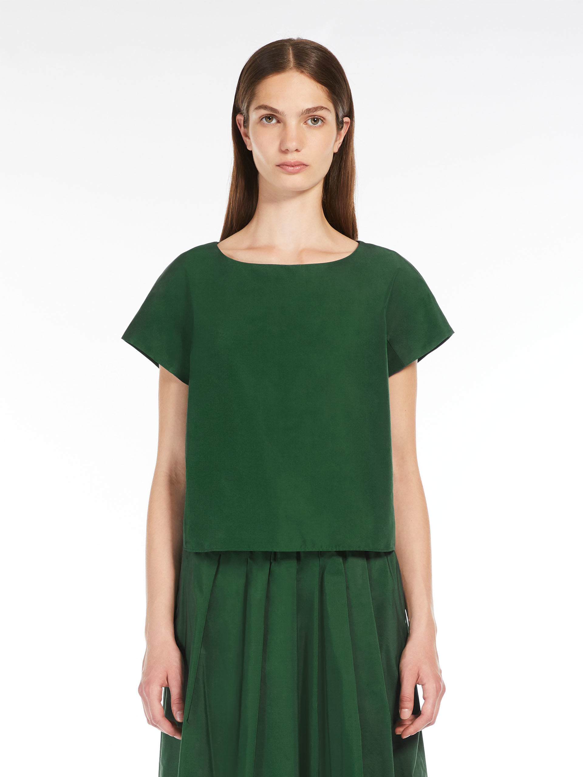 Weekend Max Mara Open-necked Black Shirt In Green