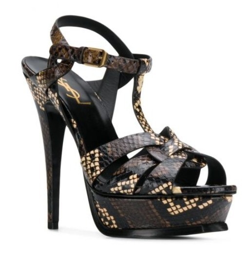 Saint Laurent Snakeskin Effect 105mm Sandals In Black