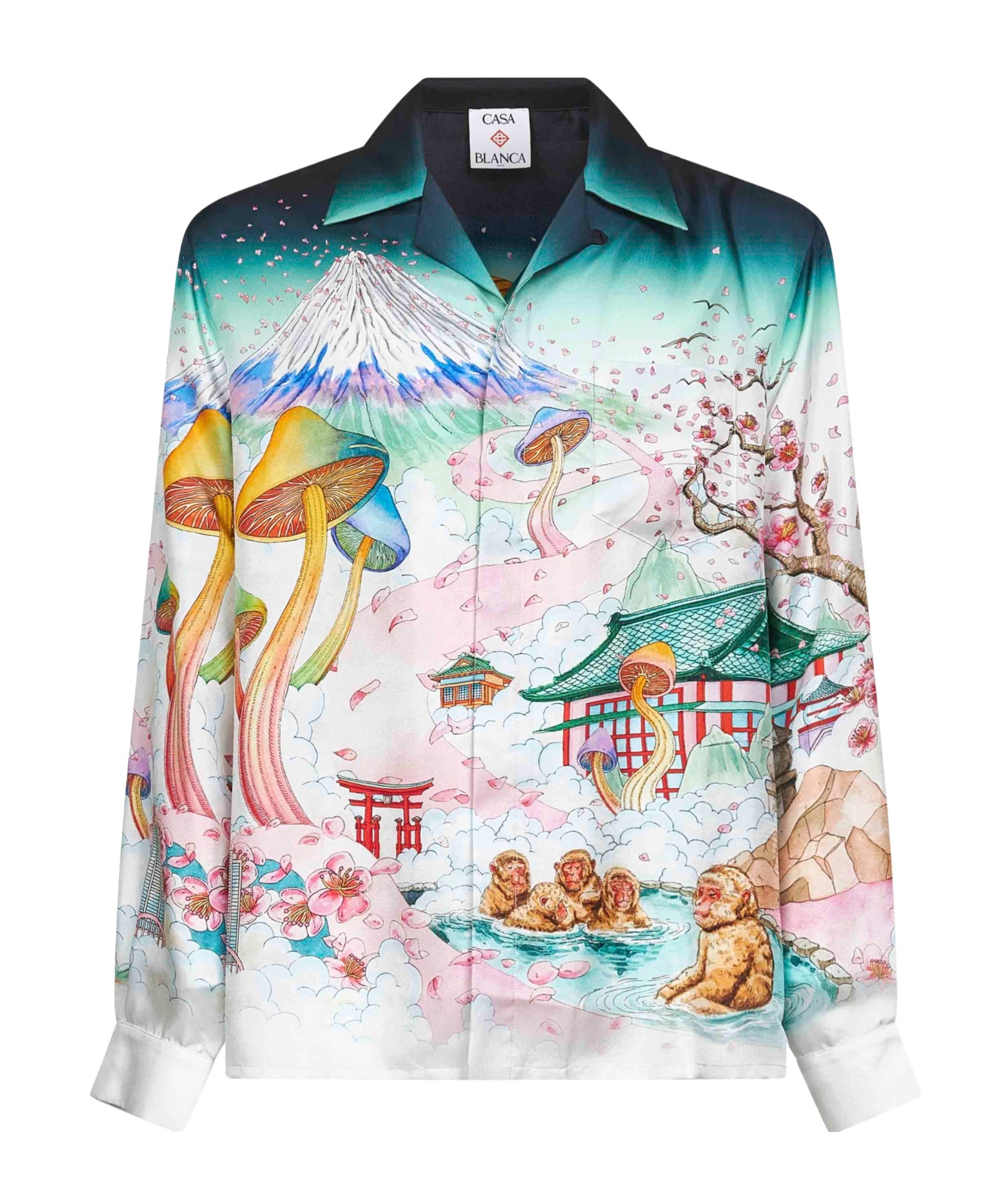 Casablanca Graphic Print Long Sleeve Shirt With Pocket In White
