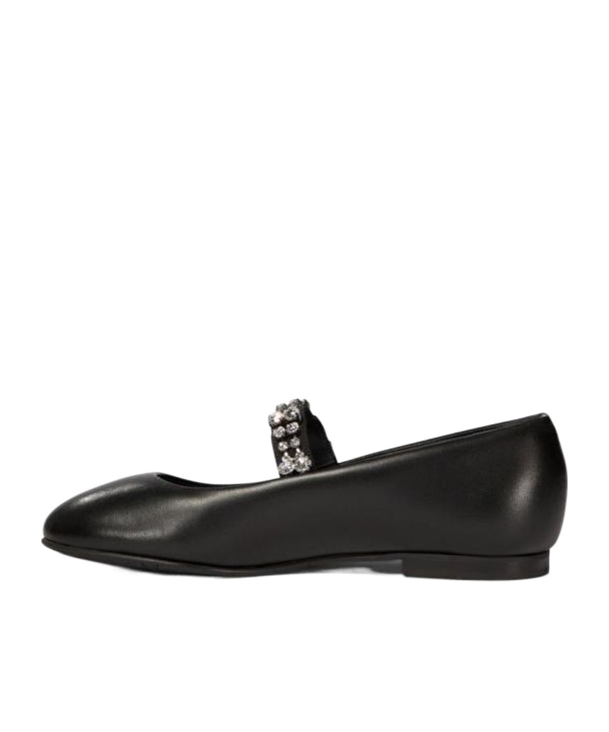 Casadei Ballet Flats With Crystals Loafers & Slippers In Black