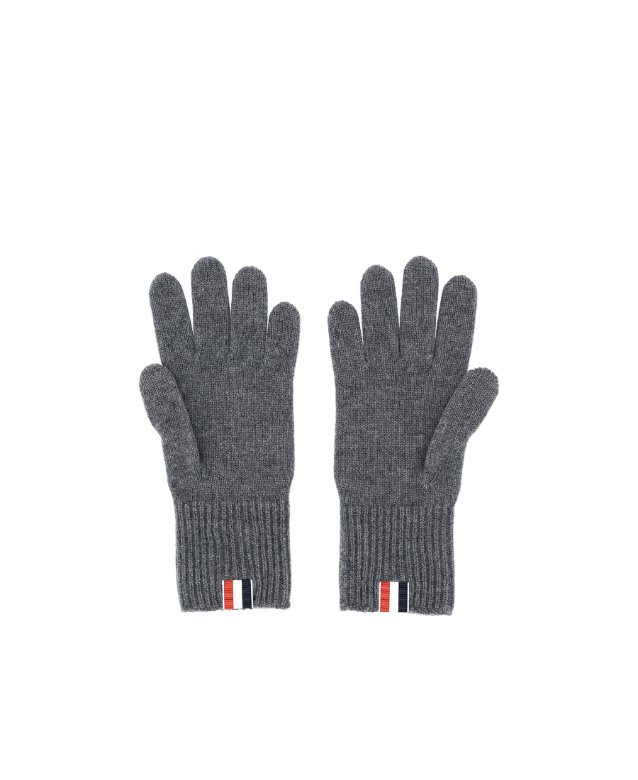 Thom Browne Grey Rib Cashmere Four Bar Gloves In Gray