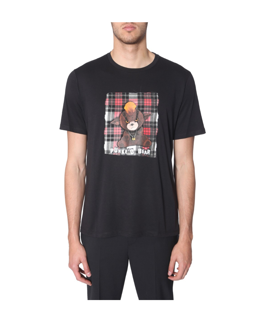 Neil Barrett Funke'd Bear Printed Short Sleeved T-shirt In Black