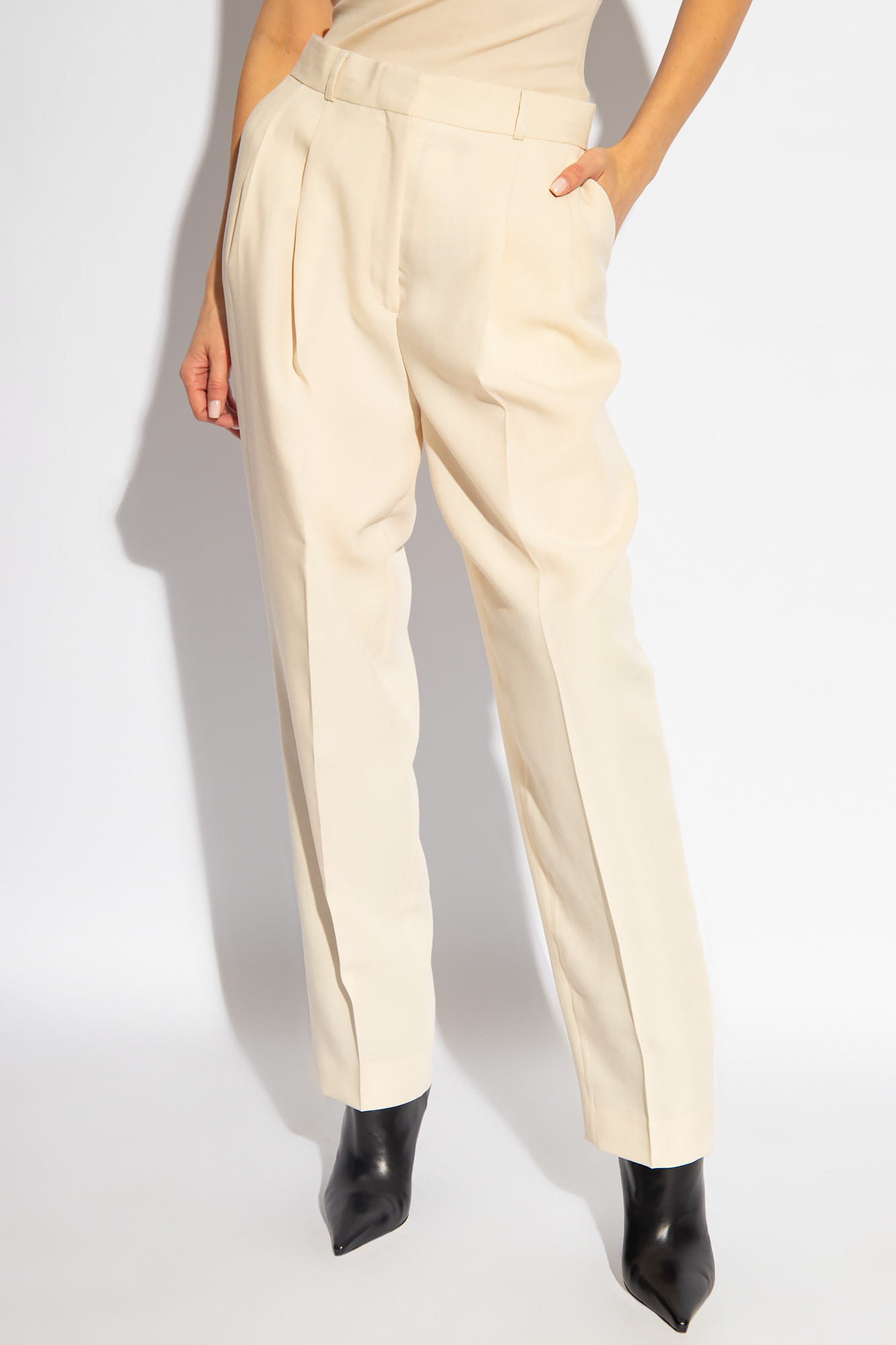 Totême Double-pleated Tapered Trousers In Nude