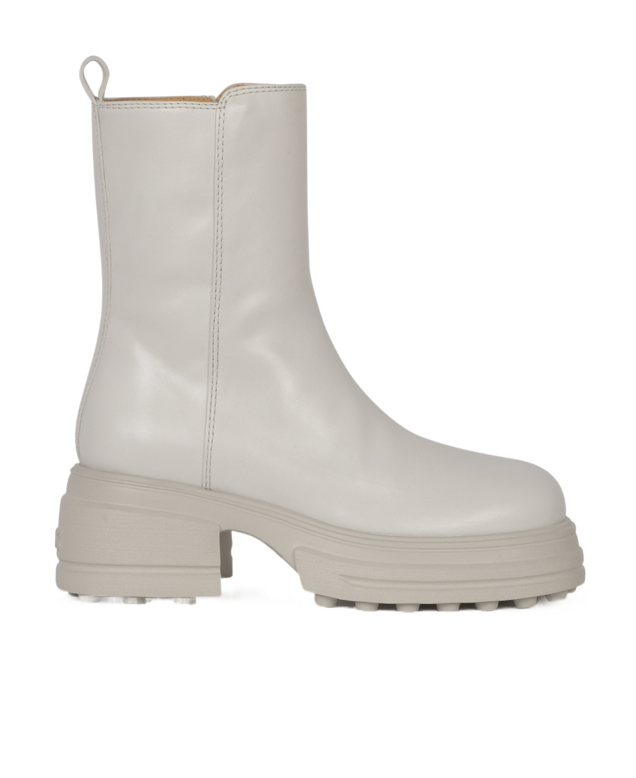 Tod's Zip-up Leather Boots In Gray
