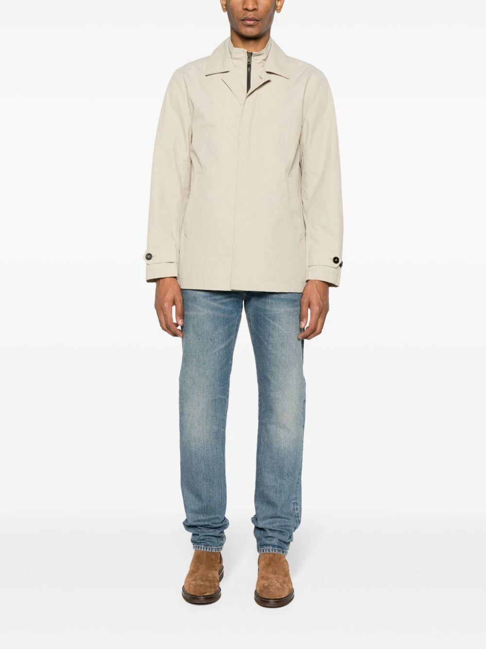 Fay Short Jacket Morning Side Pockets In Nude