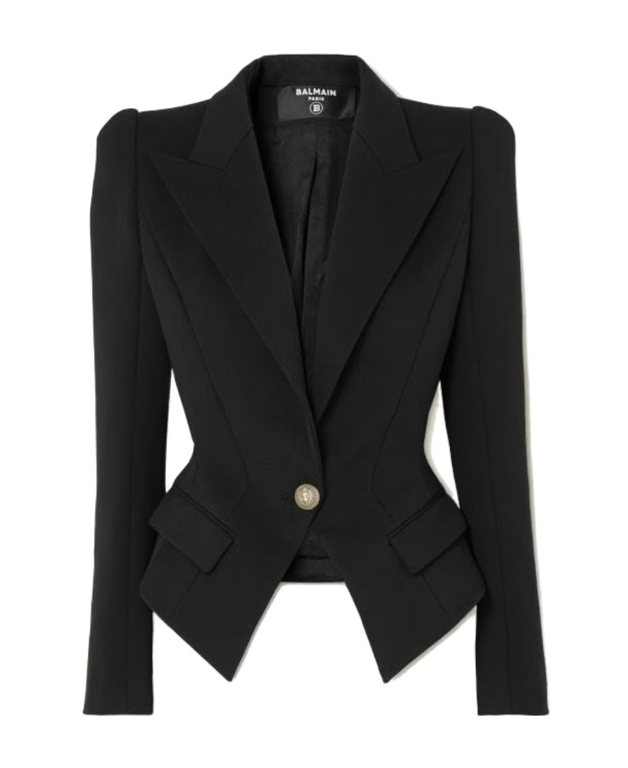 Balmain Cotton-blend Single-breasted Blazer In Black